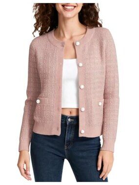 Women's Open Front Knit Cardigan Long Sleeve Button Down Sweater Jacket